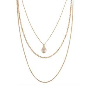 NEW NORDSTROM REVOLVE Gold Pearl Multi Strand Layering Choker Necklace Jewelry